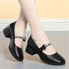 Women's Shoes Mary Jane Style Ladies Shoes Mid Heel Shallow Mouth Round Toe Solid Color Women's Shoes Office Party Shoes