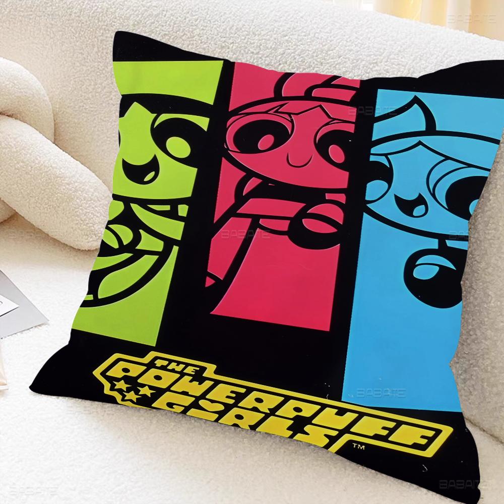 The Power-puff-Girls Decorative Room Aesthetics Pillow Case Home Decor Bedroom Sofa Bed Couch Pillow Cover 45x45