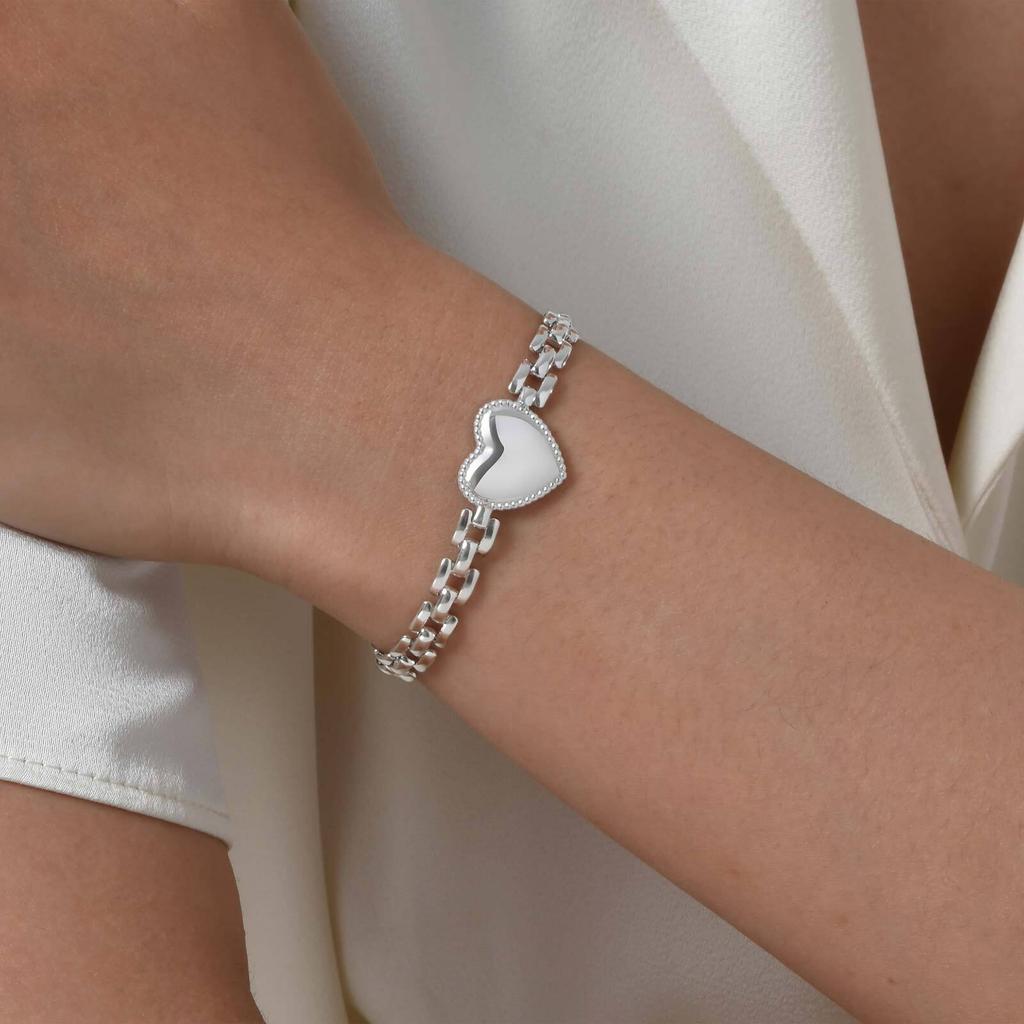 Vnox Edelstahl Liebes-Handgelenkband für Damen Gold Silber Farbe Armband Kette Armbänder Mädchen Herz Schmuck Mädchen Mama Geschenk