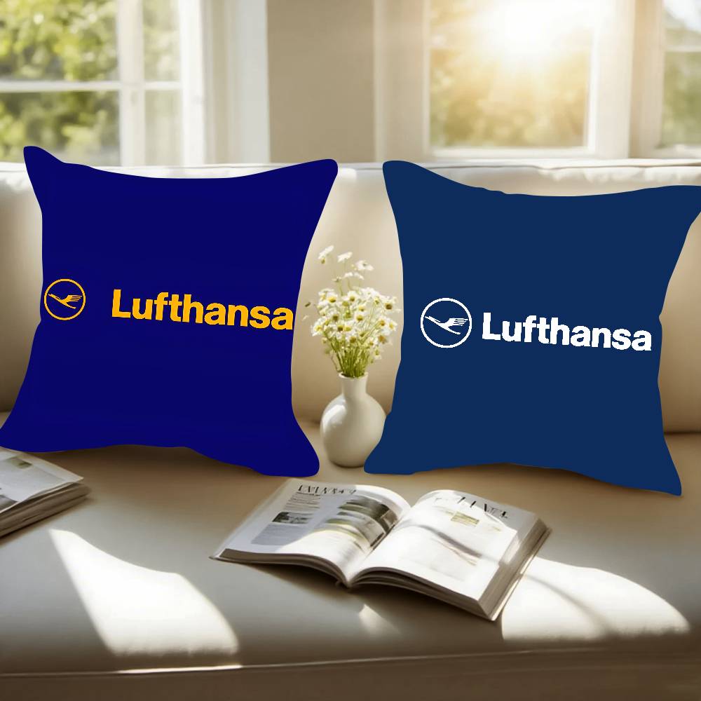 Lufthansa German Airlines Pillow Case Pattern Printed Pillowcase for Living Room Sofa Cushion Cover & Bedroom Decor