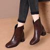 Women's British Style Soft Leather Square Toe Ankle Boots - Chunky Heel, Versatile, Comfortable, Warm, Autumn/Winter 2025.
