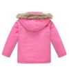 Middle and Big Children's Cotton Jacket Solid Color Thickened Warm Rushing Jacket Boys and Girls Hair Collar Removable Hooded Jacket