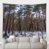 Home Decoration Jul Vinter Skog Landskap Utskrift Polyester Polsk på veggen hengende rom bakgrunn tapiz
