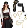 Halloween Cosplay Pirate Accessory Set: Headscarf, Belt, Necklace, Bracelet