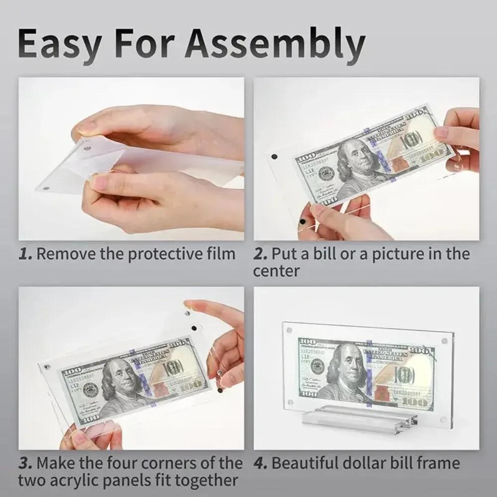 Banknote Display Frame Transparent Currency Collectible Holder Picture Dollar Frame Desk Decor Picture Ticket Protector Showcase
