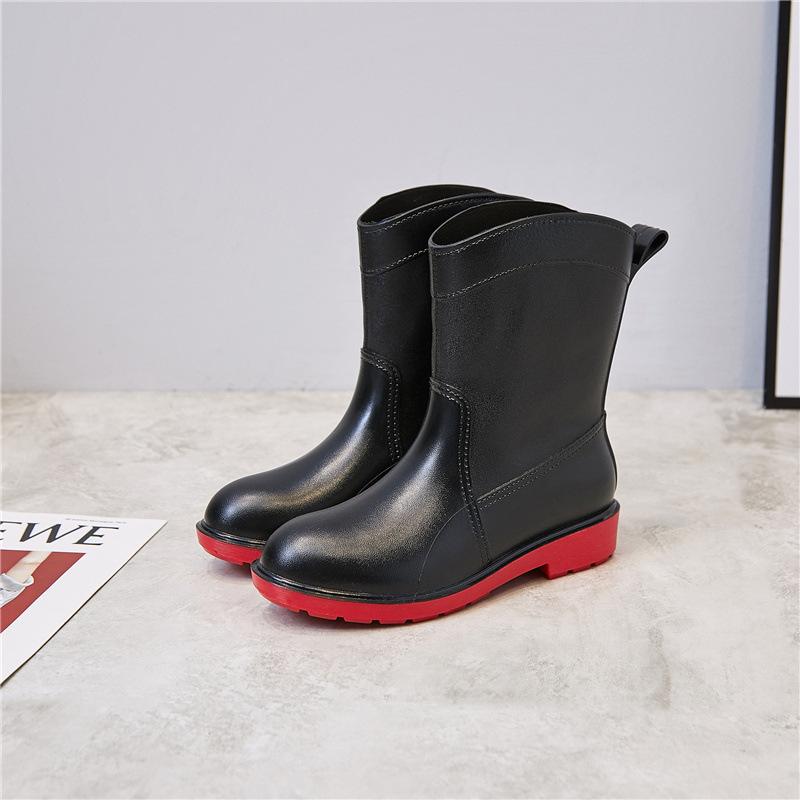 Rain shoes women's new fashion rain boots waterproof and non-slip water shoes lightweight four-season water boots wear-resistant adult