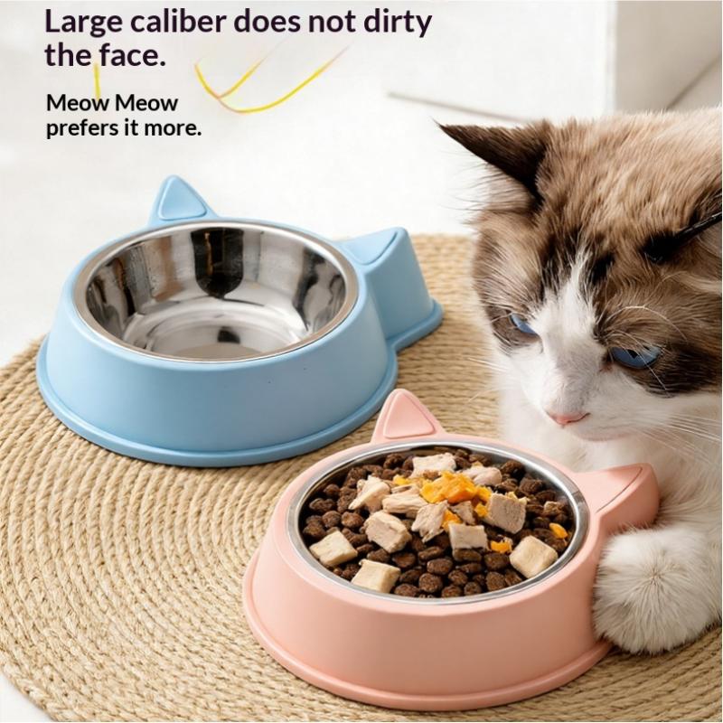 Cute Cat Ear Pet Bowl Stainless Steel Removable Liner Non Slip Feeder For Small Dogs Cats Daily Use
