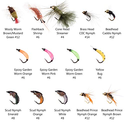 Bassdash Complete Fly Fishing Set (76 flies, 28 types) - Fly fishing flies in a case. Ideal for stream fishing, tenkara, and trout fishing.