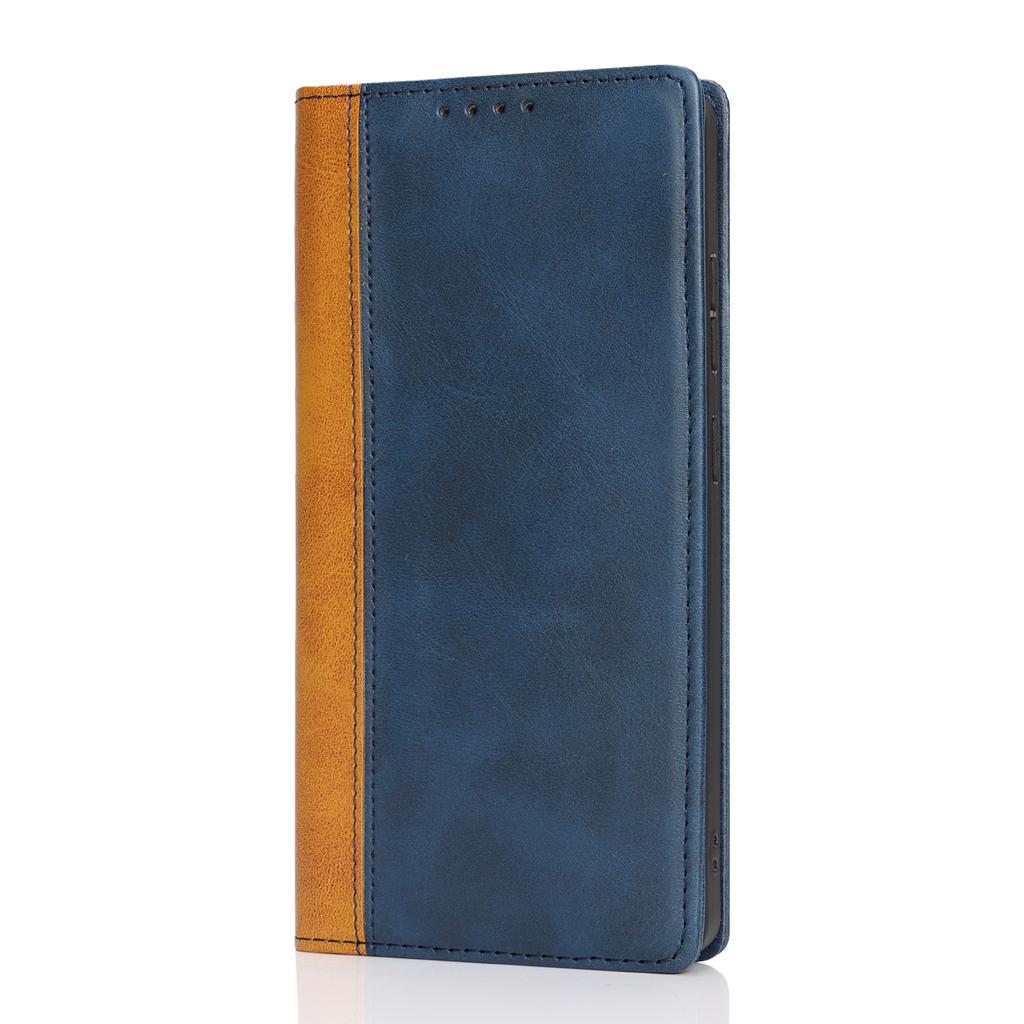 For Samsung Galaxy S25 Ultra Case Calf Texture 3 Card Slots Color Splicing Leather Phone Cover