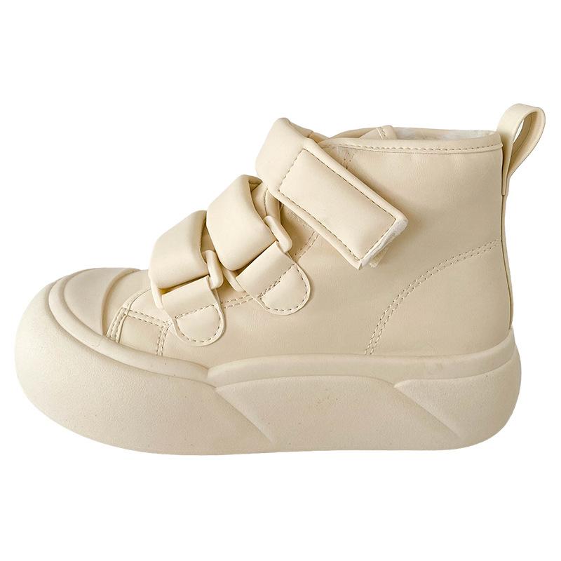 

N2002M латексная стелька бархатные высокие туфли на толстой подошве с липучкой женские маленькие белые хлопковые туфли зимние теплые туфли для катания на доске 40 бежевый