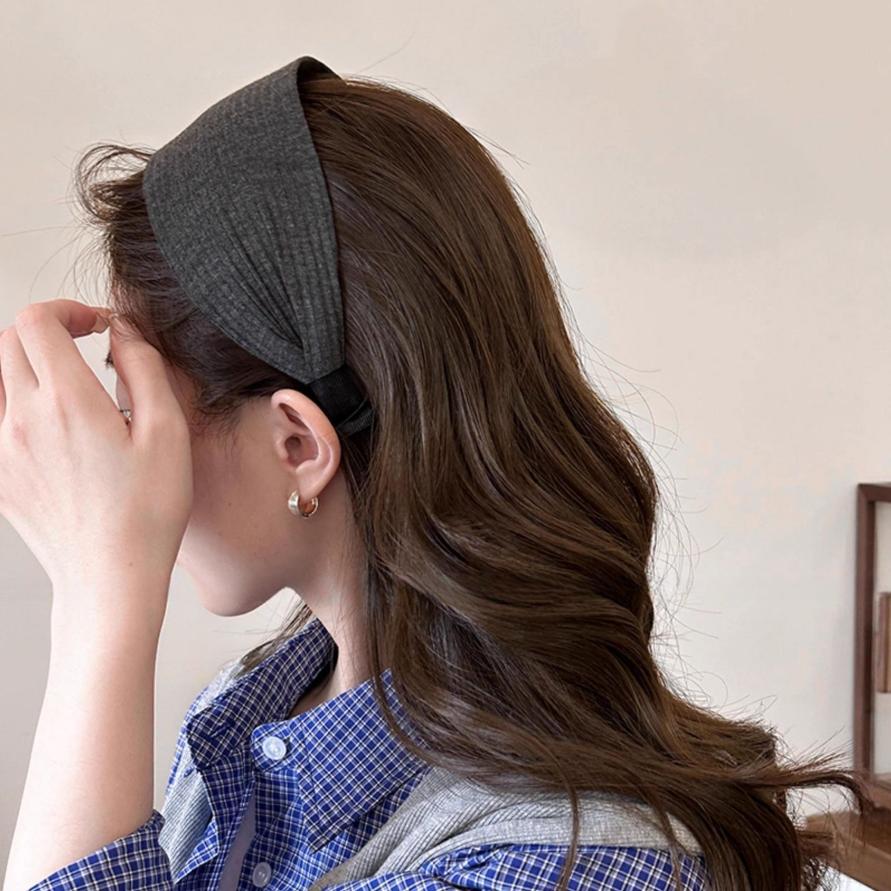 Wide Fabric Headbands For Women Girls Simple Hair Hoop Cover Gray Hair Head Bands Wide Soft Hairband Headwear