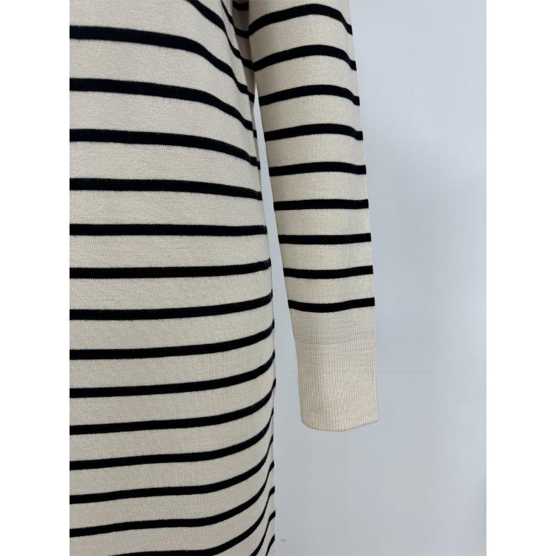 Slim Fit Women's Sweater Striped Long Skirt Dress