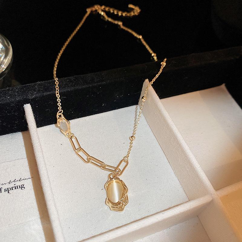 

Винтажное цветочное ожерелье в стиле «Тигровый глаз» - Осенне-зимняя высококлассная цепочка для свитера