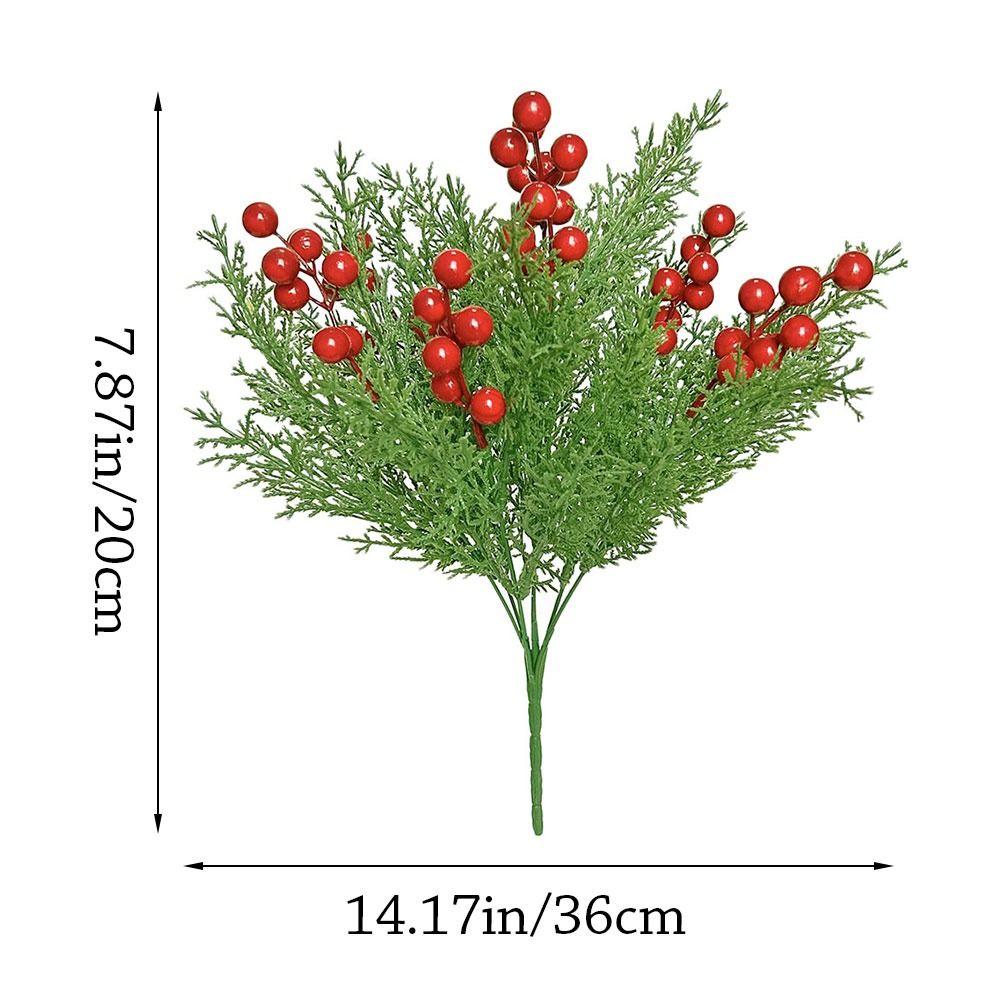 Red&Green Simulation Red Berry Branches 7 Branches Christmas Pine Stem  Festival Favors