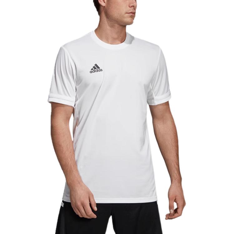 adidas T Shirts Men's White Crew Neck Moderate Straight Fit DW6896