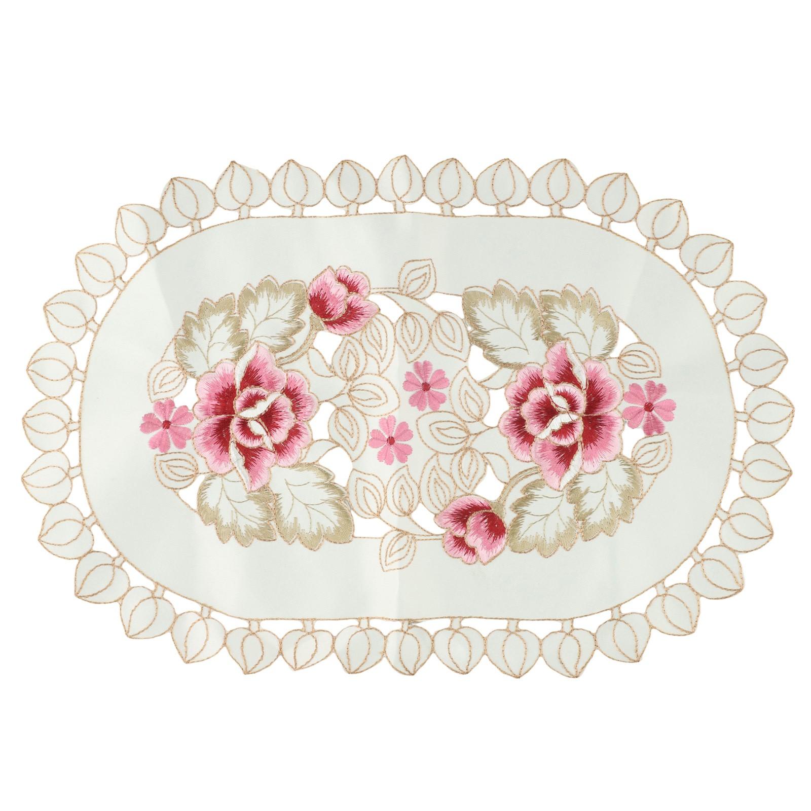 

Kitchen Dining Table Place Mats Embroidered Floral Lace Doily Placemat 30*45cm 1#