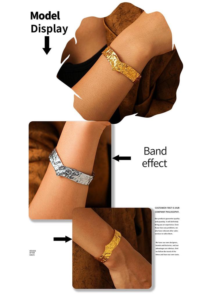 18K Gold-Plated Titanium Steel Open Karst Bracelet - European & American Light Luxury Jewelry