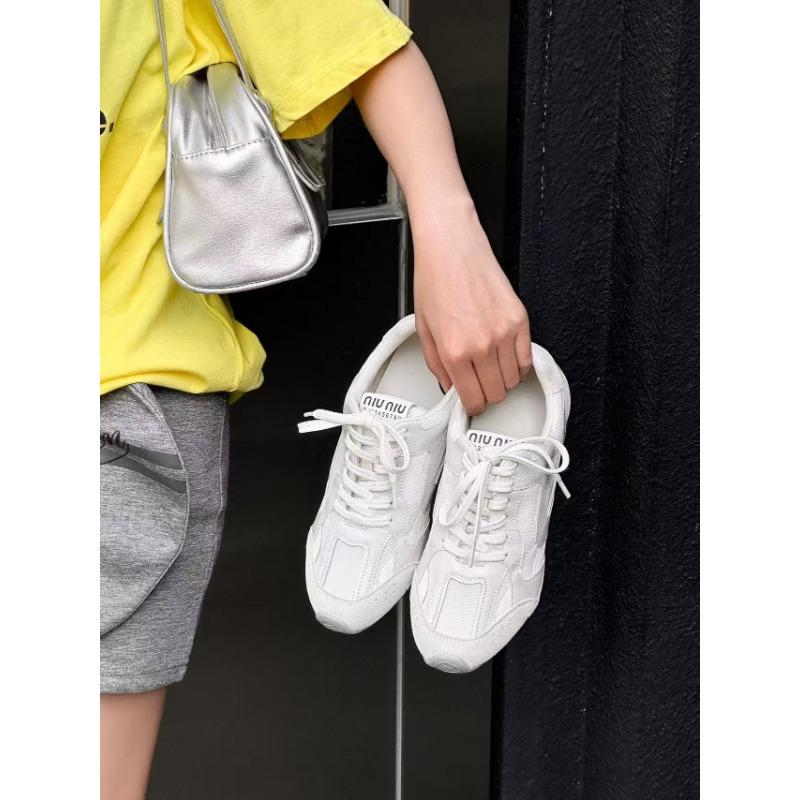 Retro Summer New Fashion Versatile Color Matching Mesh Breathable Sneakers Genuine Leather