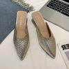 Hot Selling 2025 Women's Fashion Baotou Slippers Spring New Pointed Head Shallow Mouth Soft  Waterproof Non-slip Thick Heel Shoe