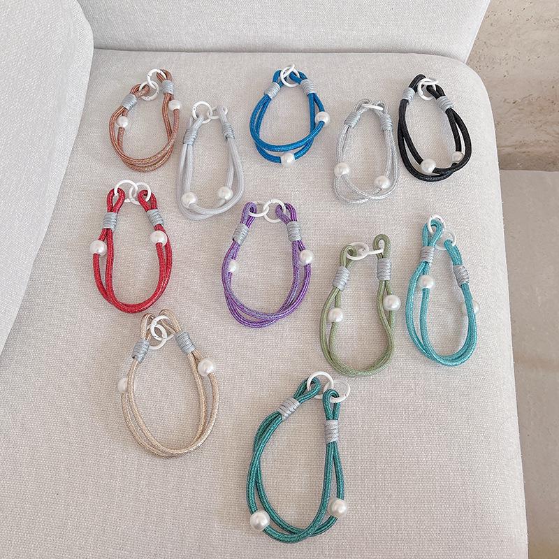 N402 Shiny Dopamine Color Block Woven Anti-Theft Mobile Wrist Lanyard