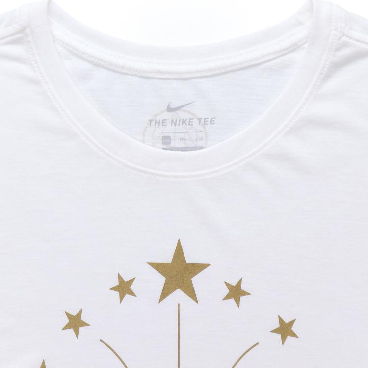 Nike Metallic Gold Logo Dri-Fit Basketball Short Sleeve T-Shirt Men Tops White 913343-100