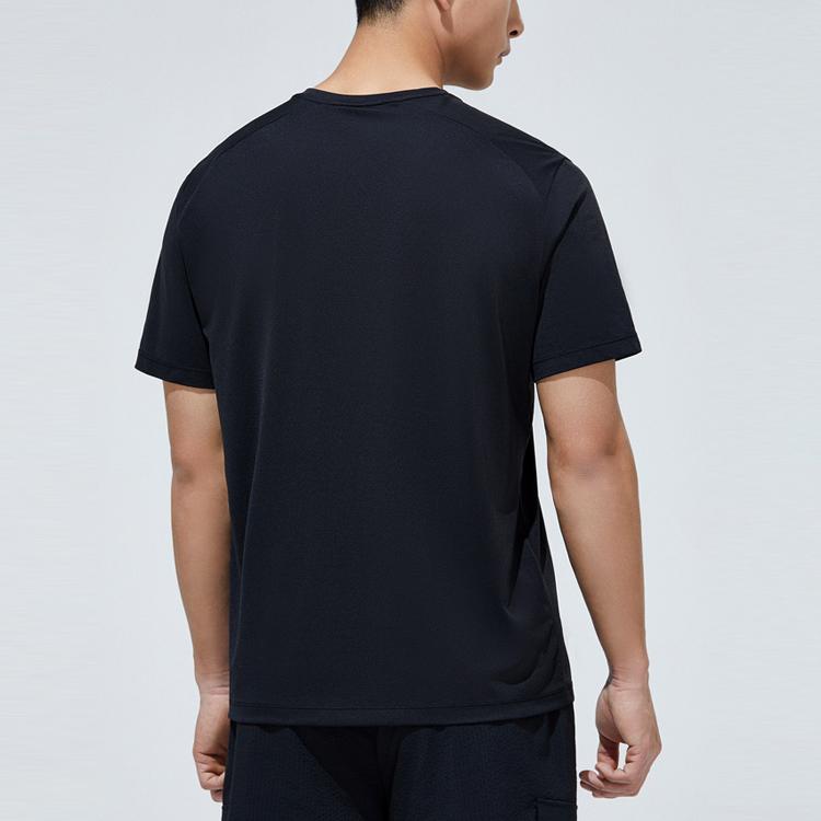 Anta Letter Logo Print Round Neck Short Sleeve T-Shirt Men Tops Basic-Black 152327164-3