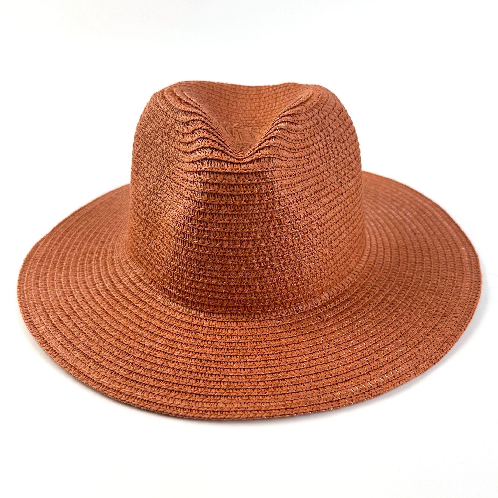 

Summer Straw Hat Men And Women Western Cowboy Hat Outdoor Mountaineering Shading Sun Protection Hat Jazz Hat 56-58cm темно-помаранчевий колір