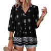Boho Tops for Women Button Down V Neck Spring Tops for Women Short Sleeve Tops for Women Womens Summer Tops