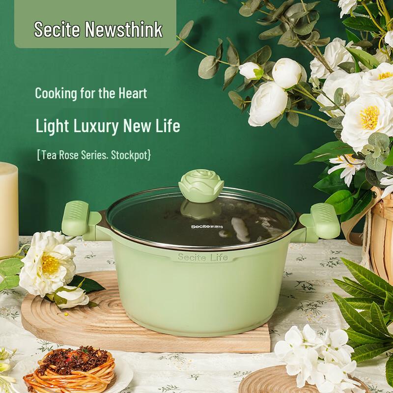 Secite Tea Break Rose Series 24CM Titanium Alloy Soup Pot