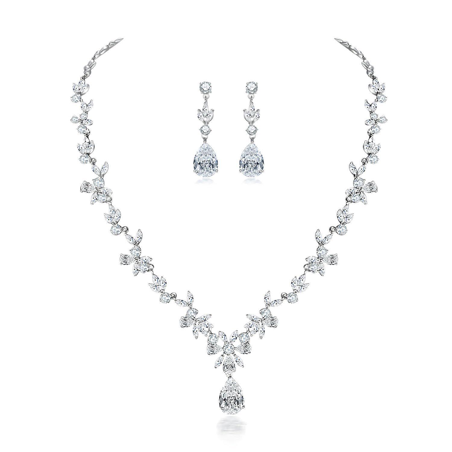 

Crystal Rhinestone Necklace and Earrings Set for Wedding Birthday Daily Wear , Geometric Irregular Design , Silver / Gol option 1 серебряный