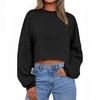 Women's Urban Style Autumn Polyester Pullover: Round Neck, Long Sleeve, Loose Fit
