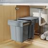 Pull Out Bin, Kitchen Under Sink Bin with 2 Removable Compartments, Smooth Glide, Grey