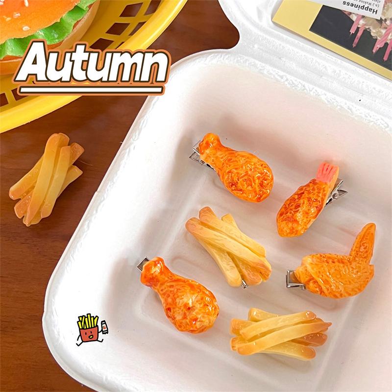 Funny Roasted Chicken Legs Hairpin Crispy Wings French Fries Hair Clips Simulation Food Fried Chicken Hairpins Hair Accessories