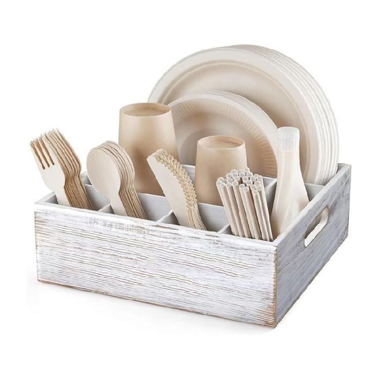 Practical Wooden Cutlery Rack With Multiple Sections For Spoons Forks