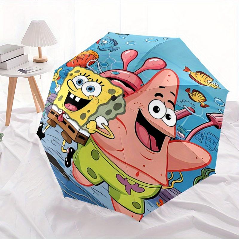 

1pc SpongeBob and Patrick s Underwater Adventure Pattern Beautiful Looking Automatic Folding Umbrella, 3 Folding, 8 Iron Frame Design, Durable and Sui
