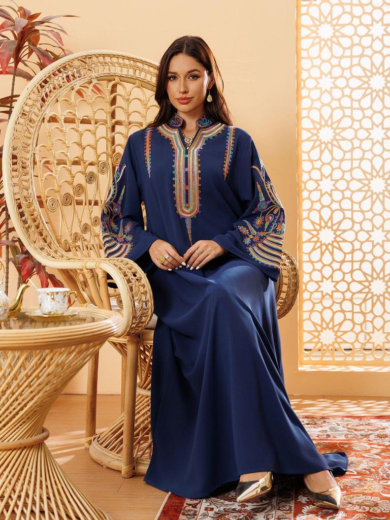 AB420 Middle East Women's Embroidered Cord Muslim Pullover Dress