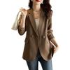 Frauen Frühling Blazer Dünne Mode Lässig Feste OL Arbeit Anzüge Herbst Langarm Mäntel Jacken Weibliche Revers Neck Tops