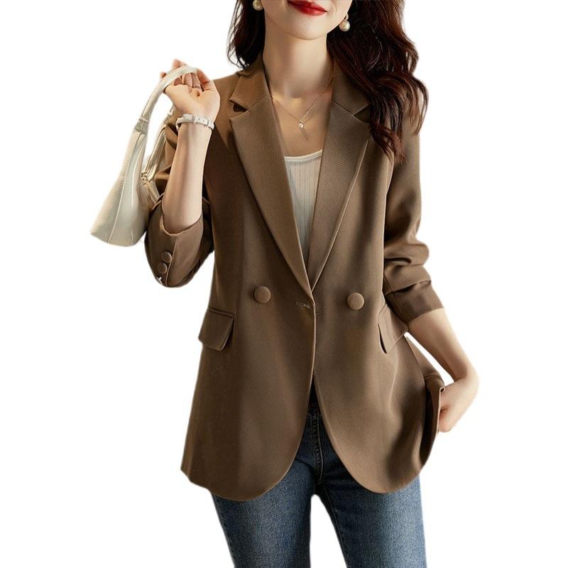 Frauen Frühling Blazer Dünne Mode Lässig Feste OL Arbeit Anzüge Herbst Langarm Mäntel Jacken Weibliche Revers Neck Tops