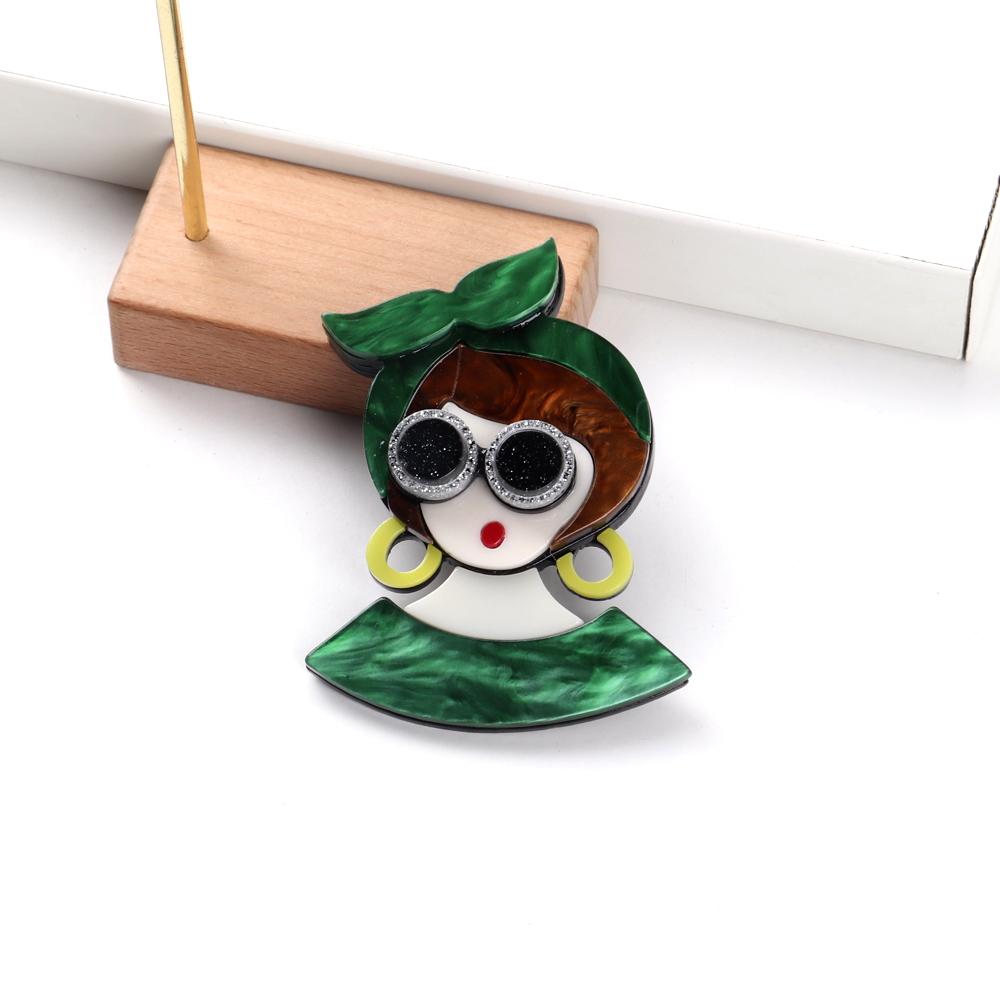 New Cute Colorful Bowknot Girls Acrylic Brooches for Women Cartoon Glasses Lady Brooch Badges Pins Casual Jewelry Accessories