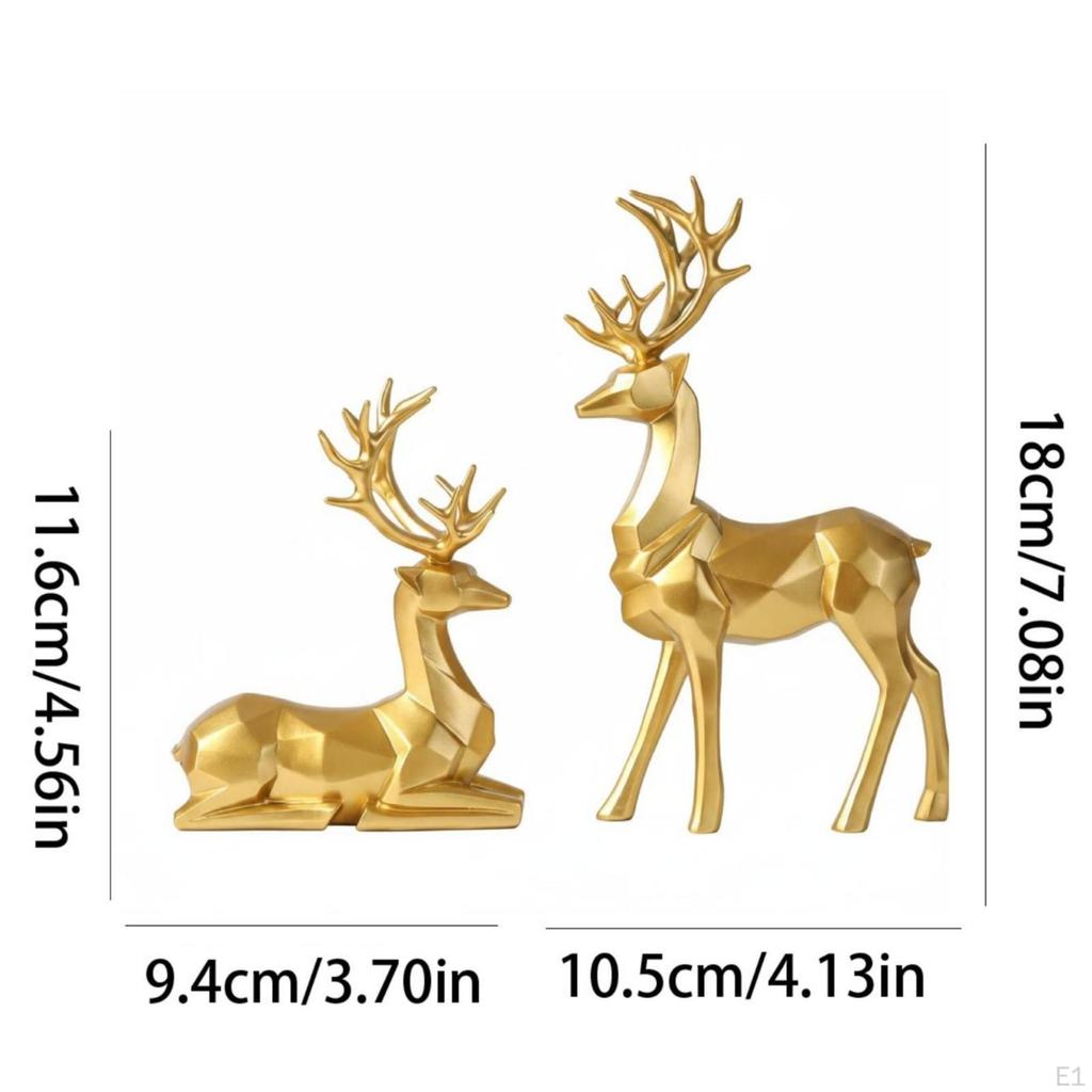 2 Pieces Nordic Style Deer Ornamentation Light Luxury Geometric Figurine Set Housewarming Gift