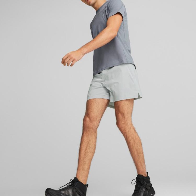 Puma Solid Color Elastic Waist Straight Leg Shorts Men Shorts Platinum-Gray Multicolor 523262-80