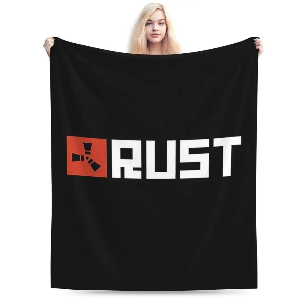 Rust Game Logo Blanket Soft Warm Flannel Throw Blanket Cover for Bed Living Room Picnic Travel Home Couch