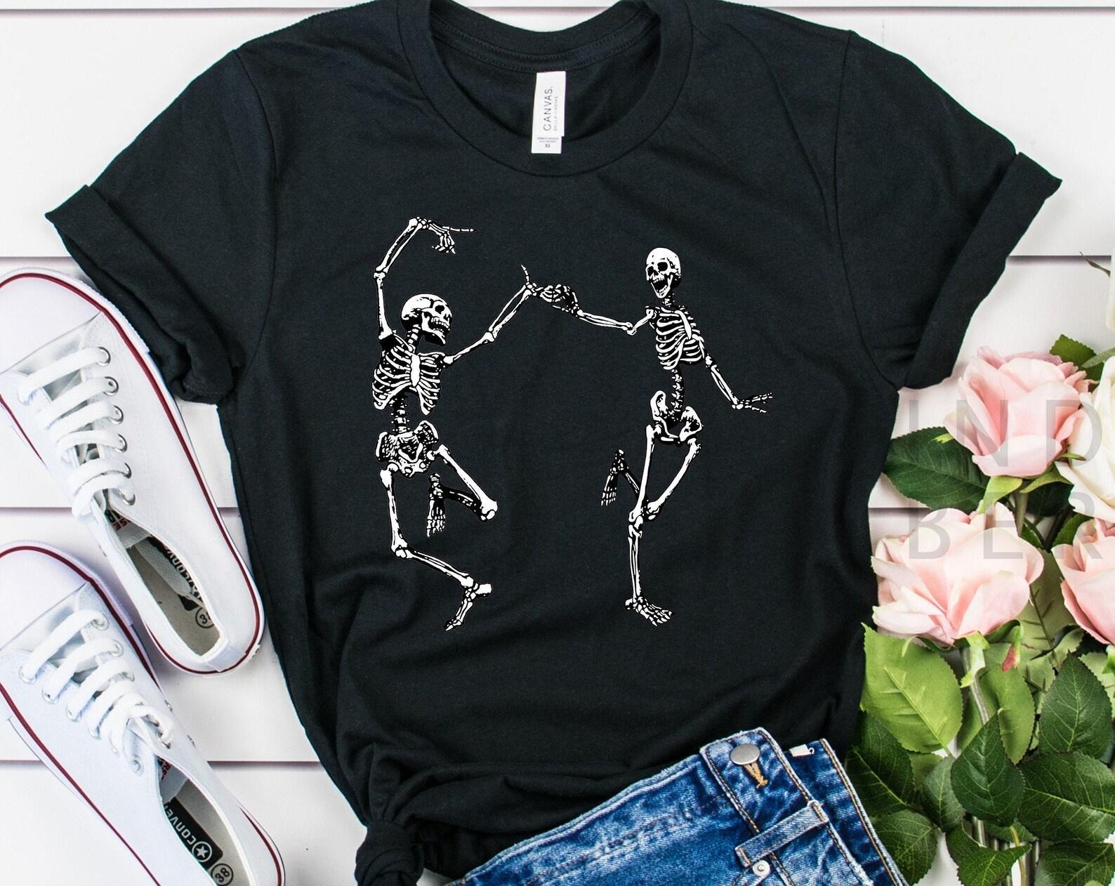 Skeleton T-shirt, Dancing Skeletons Shirt, halloween shirt, graphic shirt,aesthetic shirt,tumblr clothing, grunge shirt,soft grunge, dancing S
