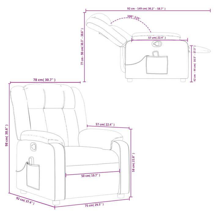 VidaXL Reclining Massage Armchair, Chair with Footrest, Seat with Backrest and Armrests Living Room, Modern, 373571