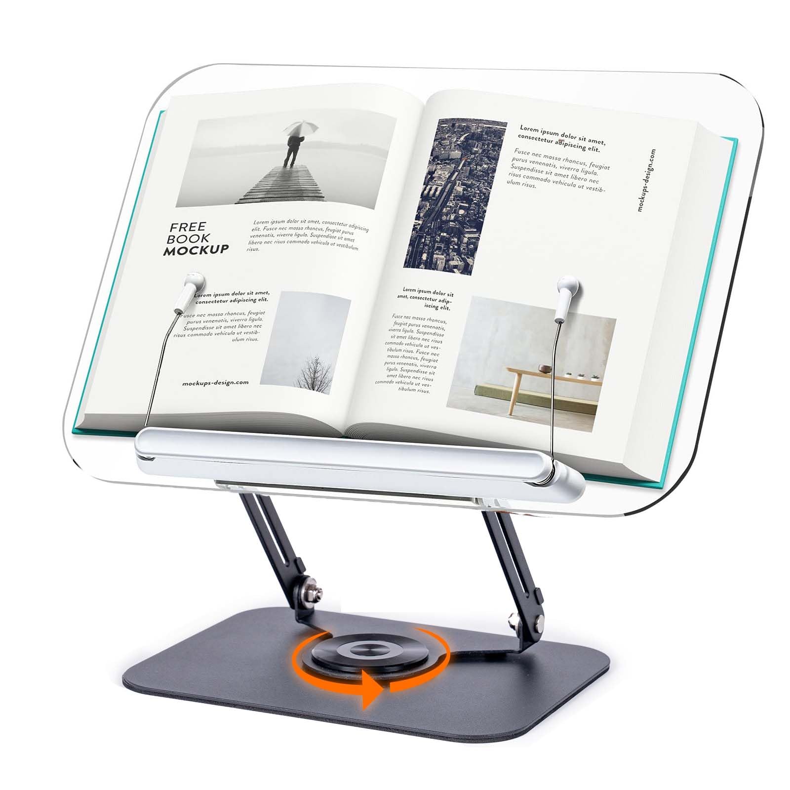 

BESSTER Desktop Reading Stand with Stepless Easy Page Wooden Suitable for 5kg Load Capacity Bookstand, Height/Angle Adjustment, 360° Rotation,