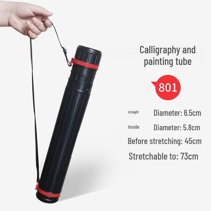 Black Retractable Poster Storage Tube - Thickened, Striped, 5 Styles in Large, Medium, Small for Painting, Drawing & Calligraphy. Large