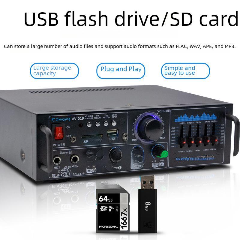 High-Power Bluetooth USB Audio Amplifier for Karaoke and Broadcasting