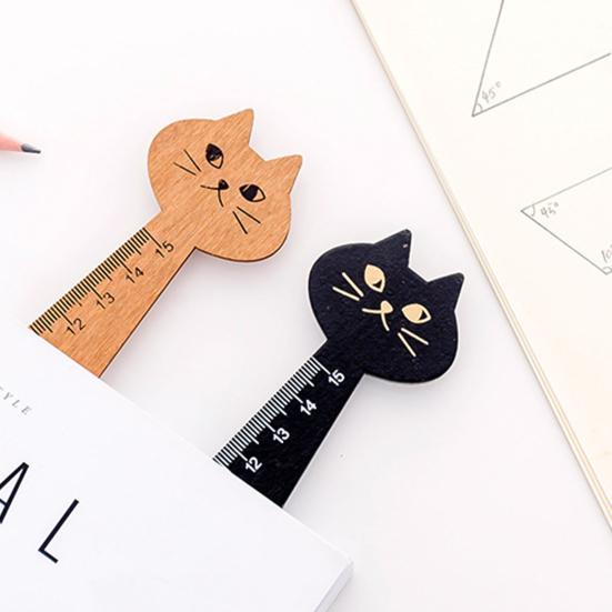 Creative Cartoon Cute Cat Kitten Straight School Supplies Stationery Wooden Ruler