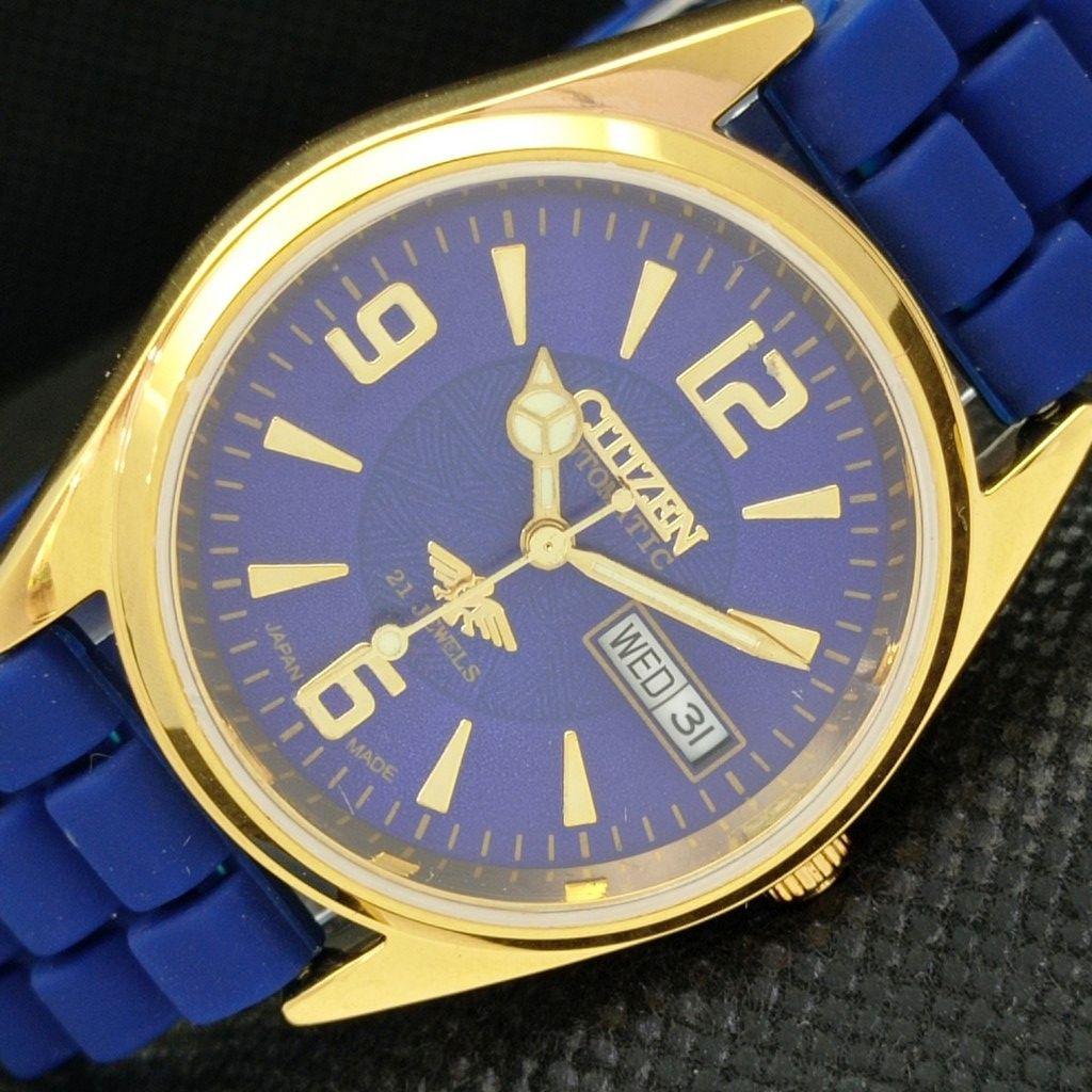 

ВОССТАНОВЛЕННЫЕ ВИНТАЖНЫЕ CITIZEN AUTO 8200 JAPAN MENS D/D BLUE WATCH 588b-a310545-2 SKU588b-a310545