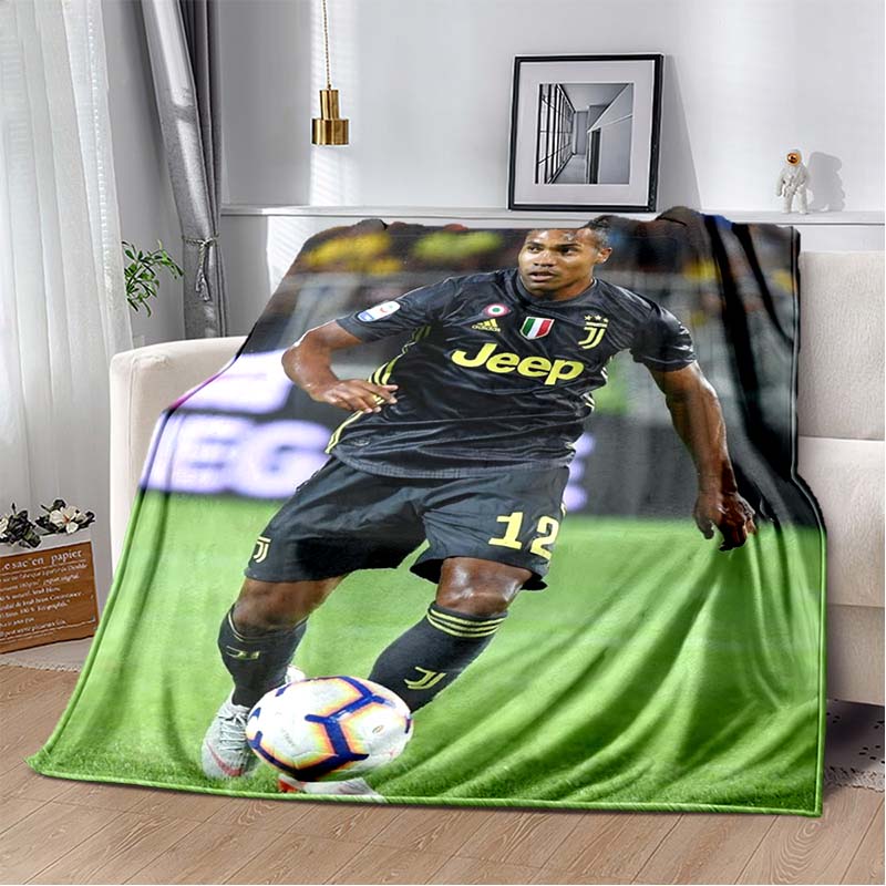 Juventus Football Club Black Gold Vertical Stripe J Logo Flannel Blanket Soft Warm Lightweight Sports Fan Washable Throw Blanket Bedroom Sofa Decor